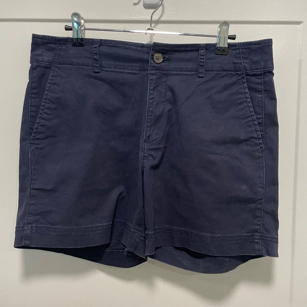 Gap Women Navy Blue Chino Shorts Size 6 Short Stretch Cotton Twill Casual Summer